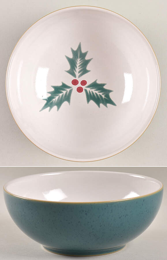 Harlequin Holly Green Soup/Cereal Bowl by Denby-Langley-1