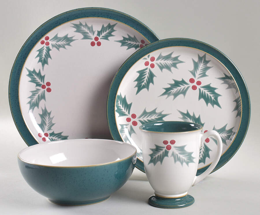 Harlequin Holly Green 4 Piece Place Setting by Denby-Langley-1