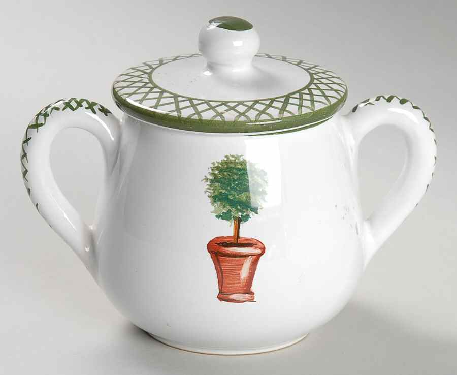 Giardino Sugar Bowl & Lid by Deruta (Italy)-1