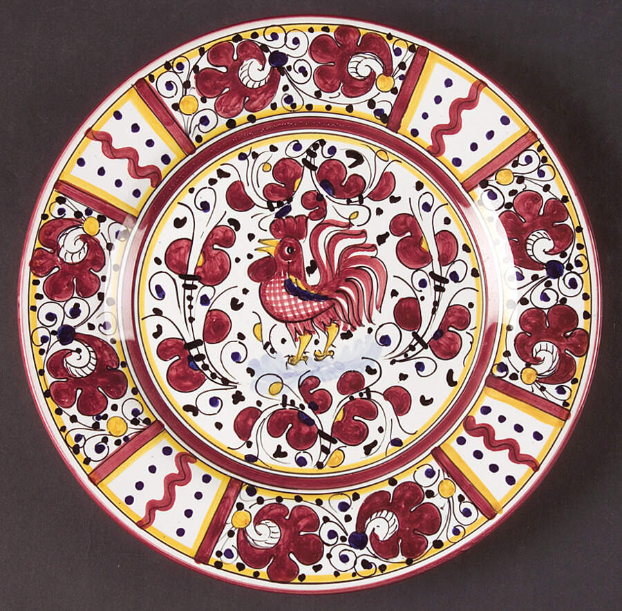 Red Rooster Salad Plate by Deruta (Italy)-1
