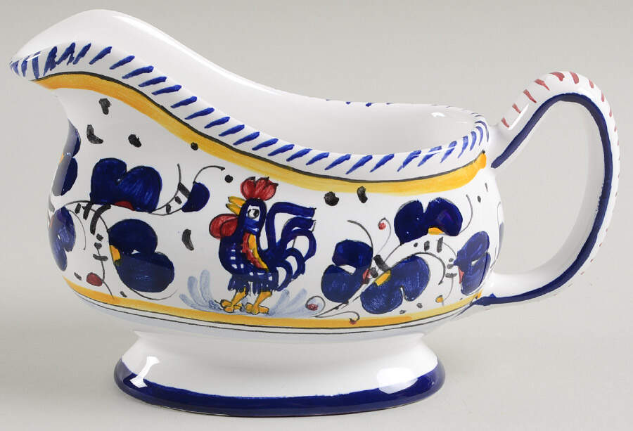 Blue Rooster Sauce Boat by Deruta (Italy)-1