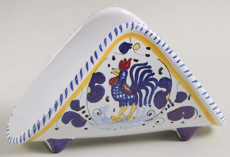 Blue Rooster Napkin Holder by Deruta (Italy)-1