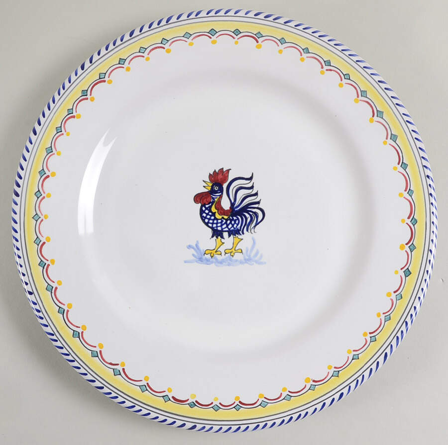 Blue Rooster Dinner Plate by Deruta (Italy)-1