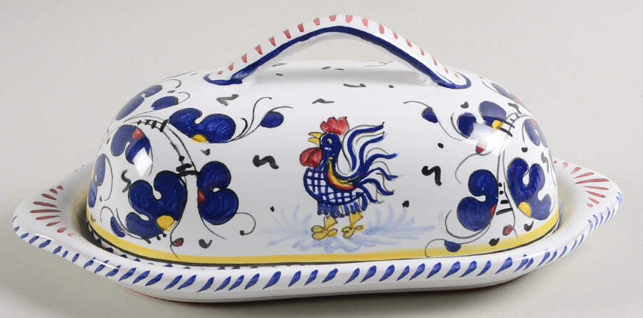 Blue Rooster 1/4 Lb Covered Butter by Deruta (Italy)-1