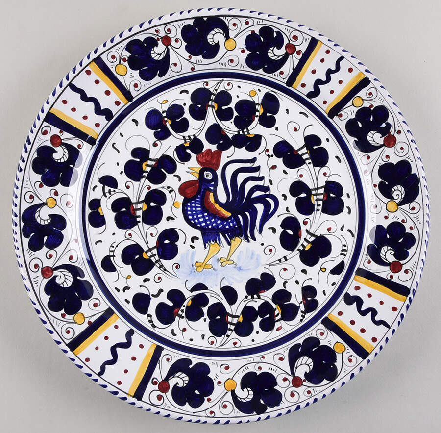 Blue Rooster Service Plate (Charger/Platter) by Deruta (Italy)-1