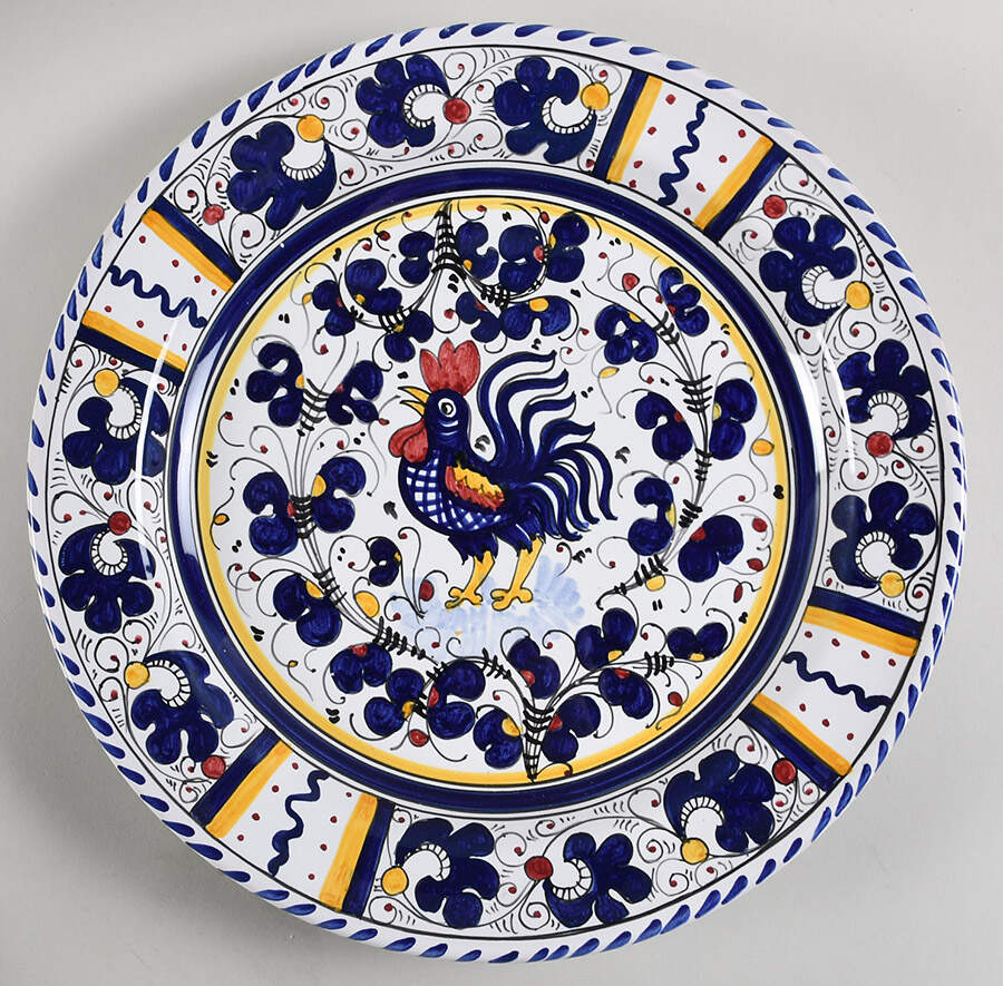 Blue Rooster 12" Chop Plate (Round Platter) by Deruta (Italy)-1