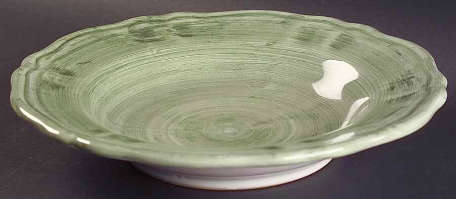 Kaleidoscope Green Large Rim Soup Bowl by Deruta (Italy)-1
