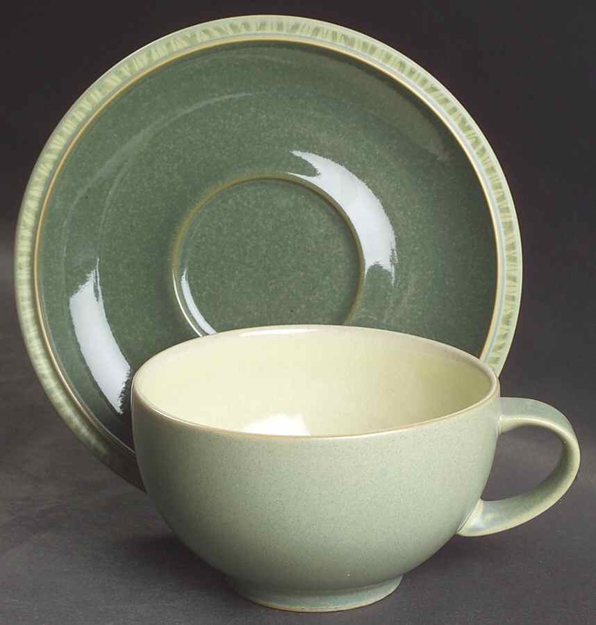Calm (Dark Green & Matte) Breakfast Cup & Saucer Set by Denby-Langley-1