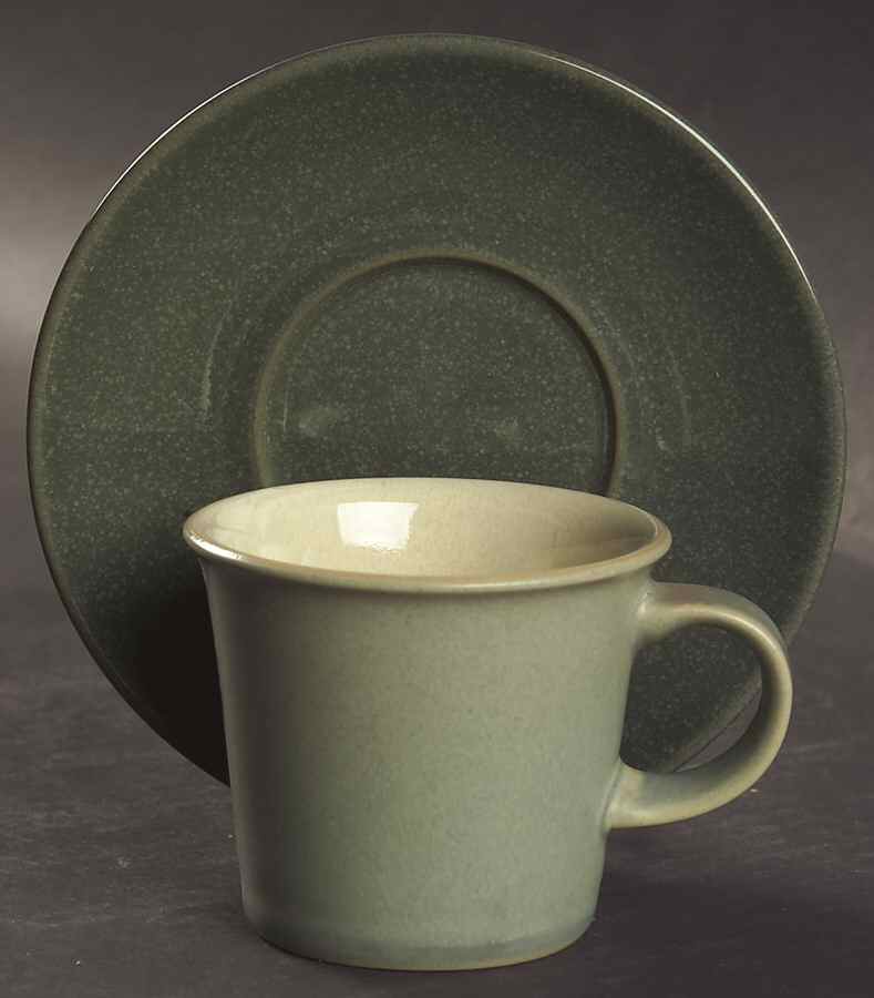 Calm (Dark Green & Matte) Flat Demitasse Cup & Saucer Set by Denby-Langley-1
