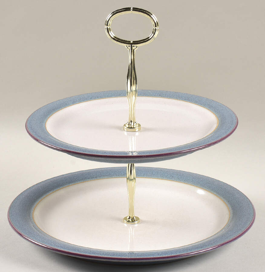 Storm 6 5/8"-10"  2 Tiered Serving Tray (Dp, Sp) HC by Denby-Langley-1