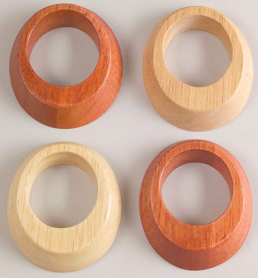 Fire (No Swirl Design) Wood Napkin Ring - Set of 4 by Denby-Langley-1
