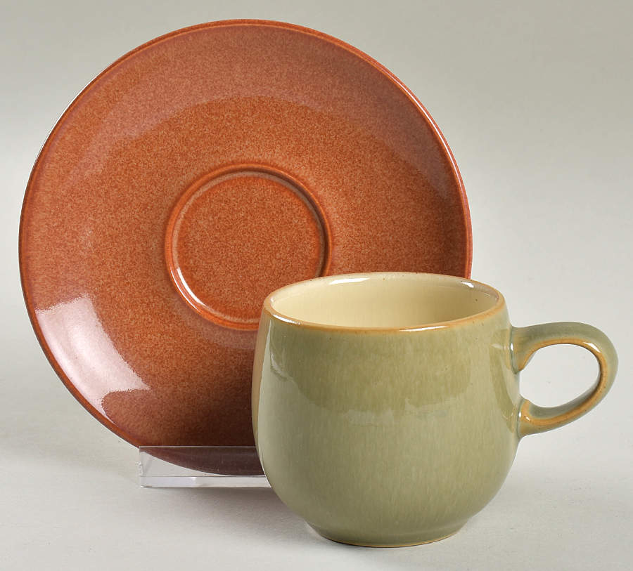 Fire (No Swirl Design) Espresso Cup and Saucer Set by Denby-Langley-1