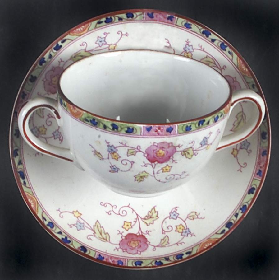 Elrose Flat Bouillon Cup & Saucer by S W Dean-1