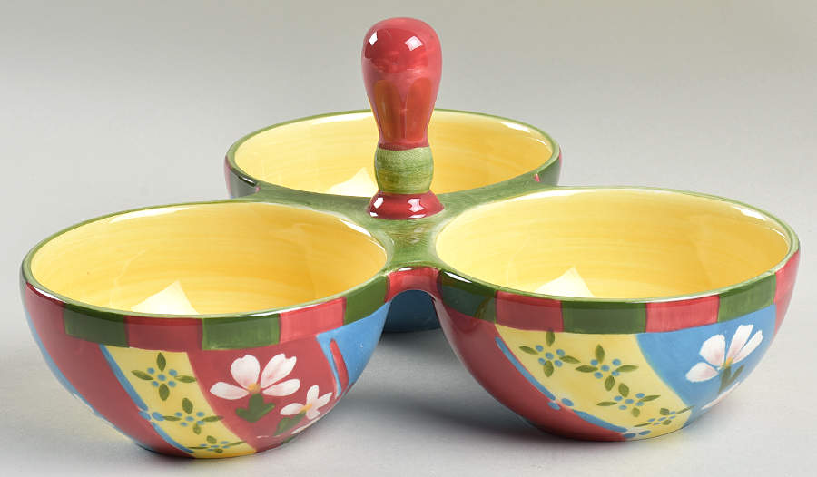 Taboo (Accessories) 3-Part Relish with Center Ceramic Handle by Dansk-1