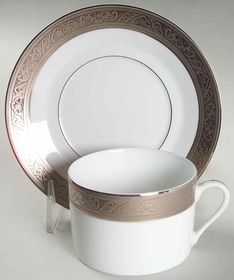 Trianon Platinum Flat Cup & Saucer Set by Philippe Deshoulieres-1
