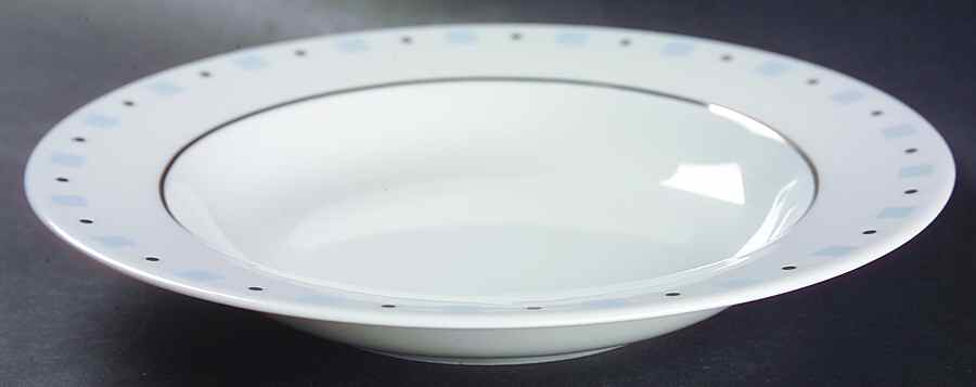 Baltik White & Blue Rim Soup Bowl by Philippe Deshoulieres-1
