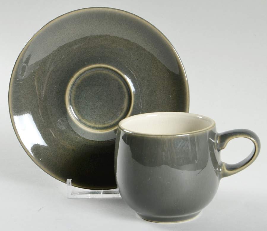Smokestone Flat Demitasse Cup & Saucer Set by Denby-Langley-1
