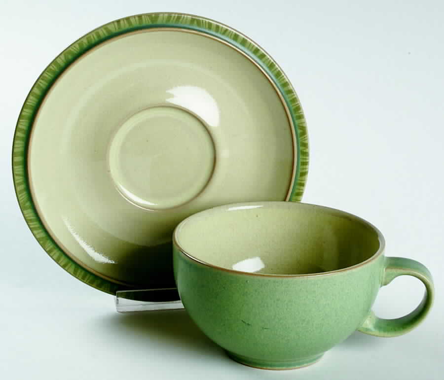 Calm (Light Green) Flat Cup & Saucer Set by Denby-Langley-1