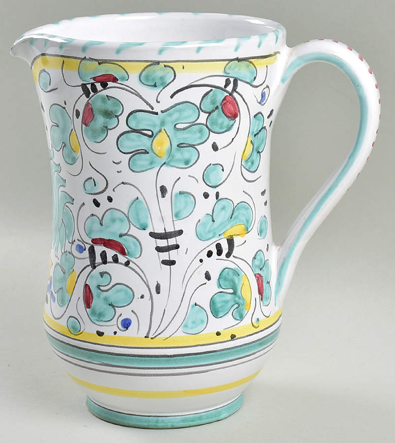Green Rooster (Orvieto) 40 Oz Pitcher by Deruta (Italy)-1