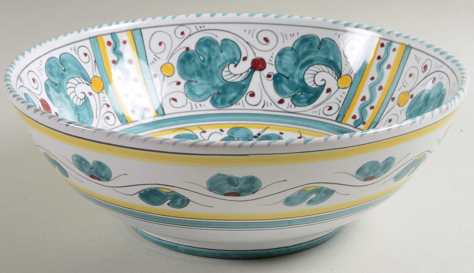 Green Rooster (Orvieto) 10" Large Salad Serving Bowl by Deruta (Italy)-1