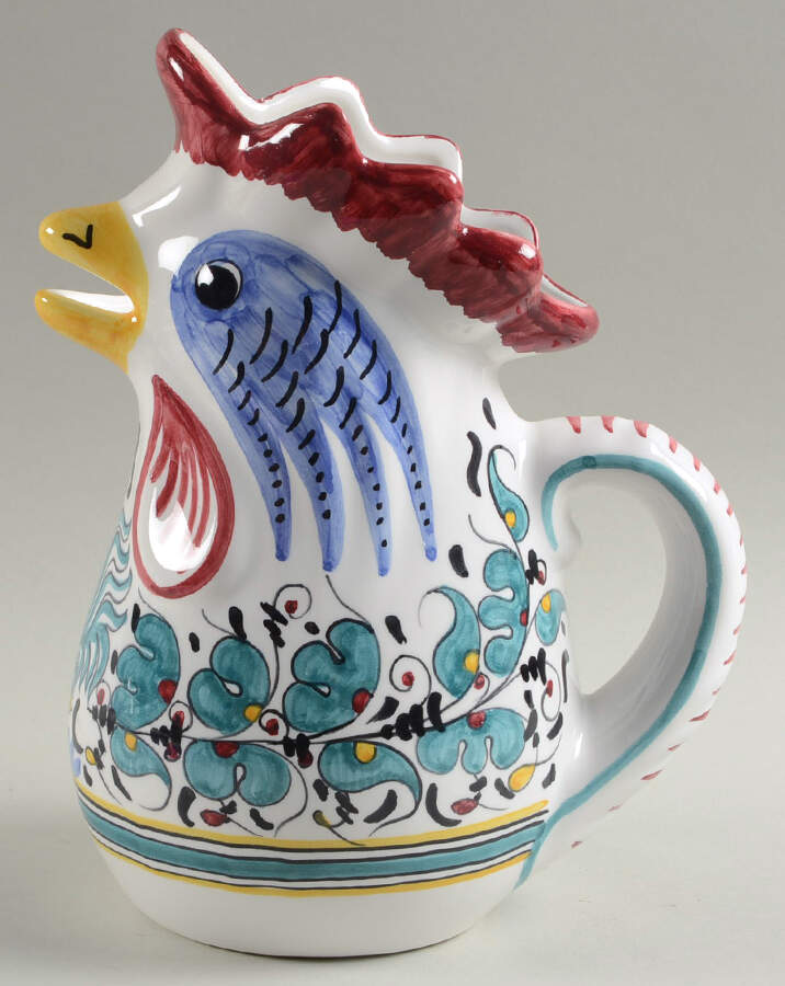 Green Rooster (Orvieto) Figural Pitcher by Deruta (Italy)-1