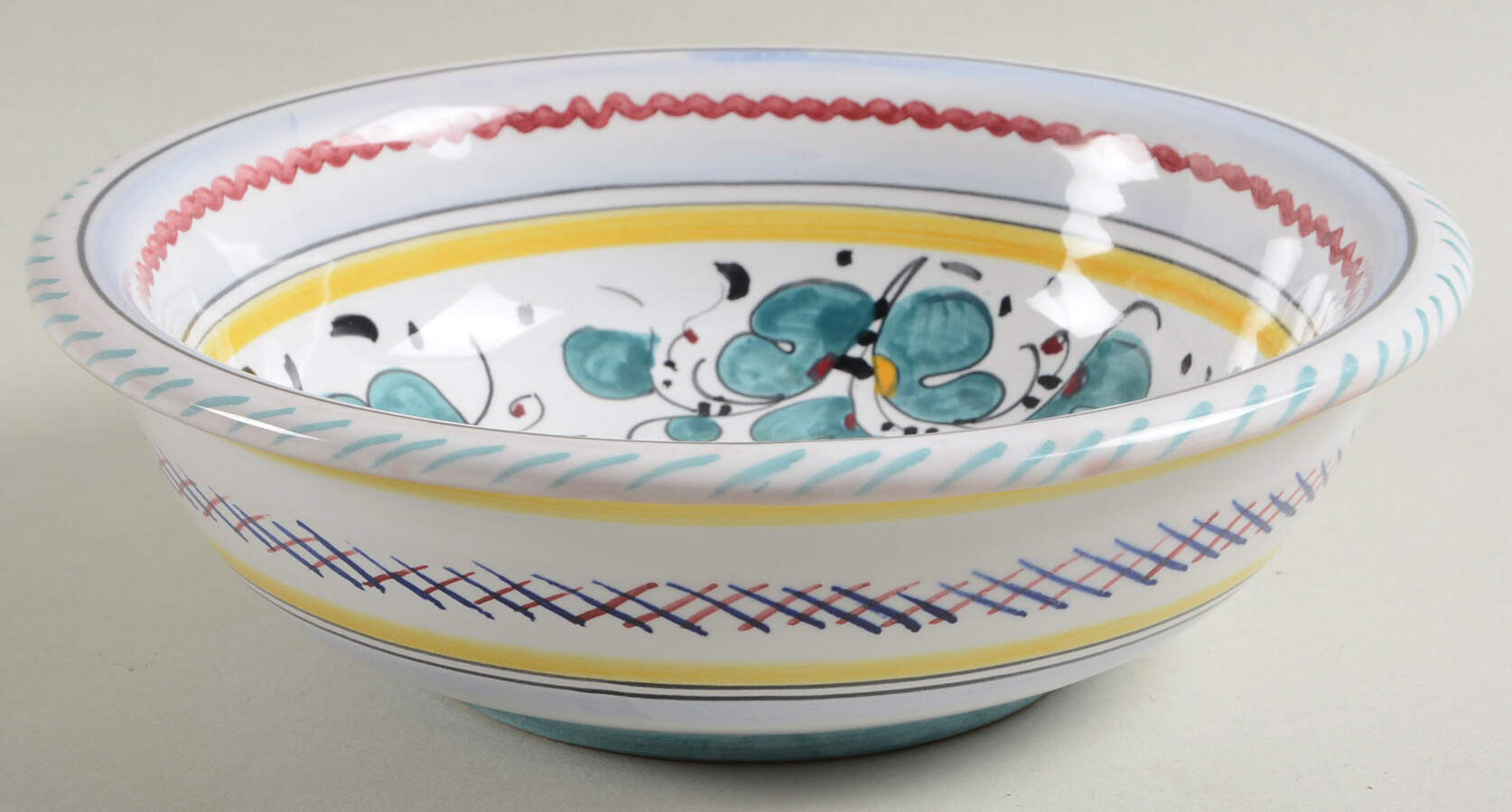 Green Rooster (Orvieto) Coupe Cereal Bowl by Deruta (Italy)-1