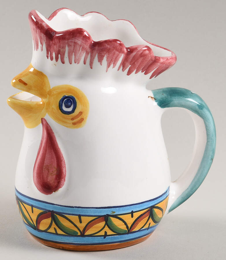Green Rooster (Orvieto) Figural Creamer by Deruta (Italy)-1