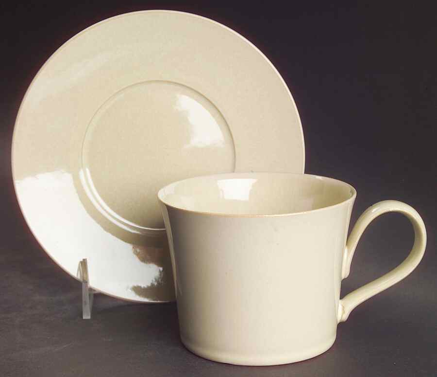 Drama Cream Flat Cup & Saucer Set by Denby-Langley-1