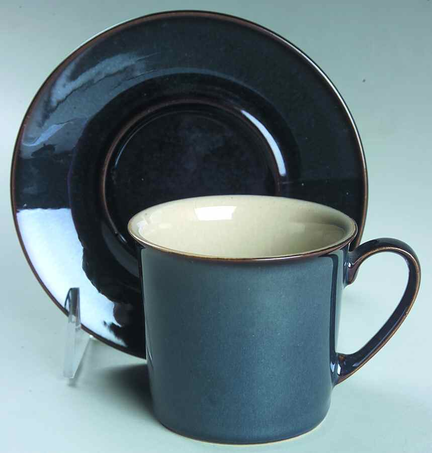 Drama Blue Flat Cup & Saucer Set by Denby-Langley-1