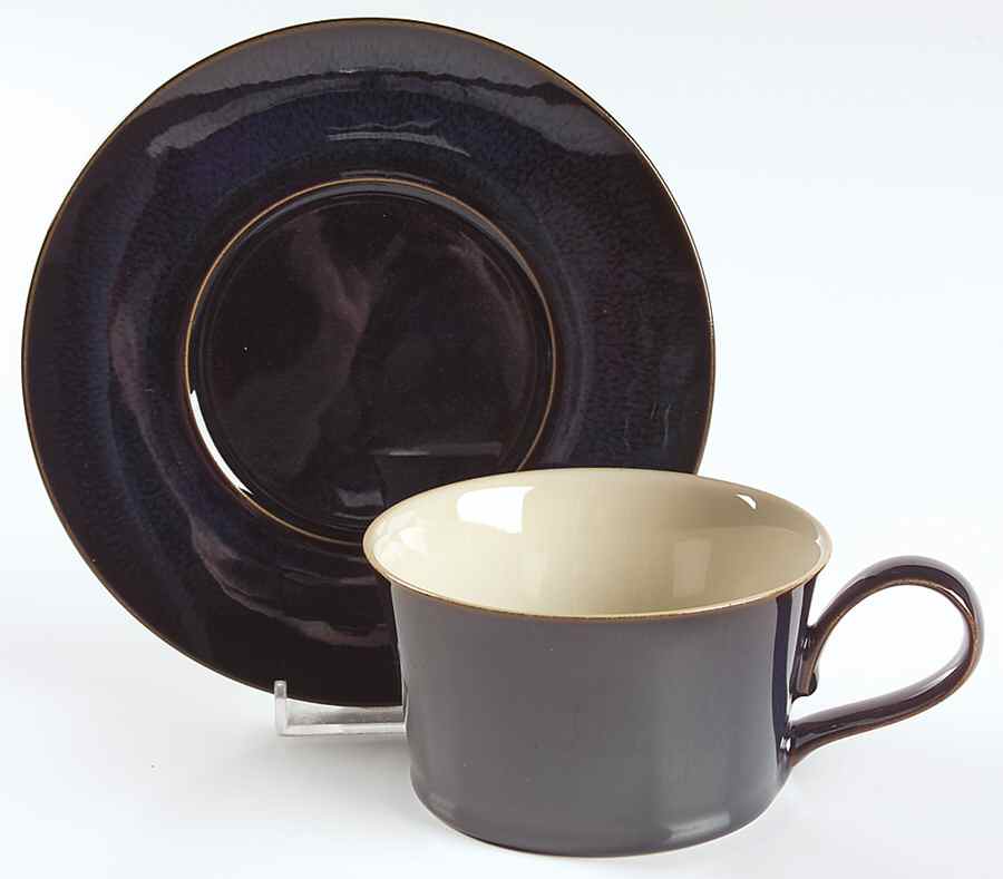 Drama Blue Flat Cup & Saucer Set by Denby-Langley-1
