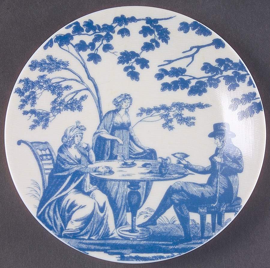 Toile de Jouy Blue Canape Plate by Philippe Deshoulieres-1
