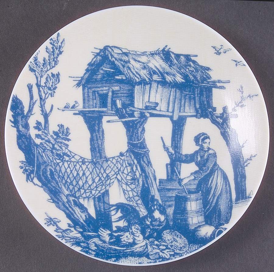 Toile de Jouy Blue Canape Plate by Philippe Deshoulieres-1