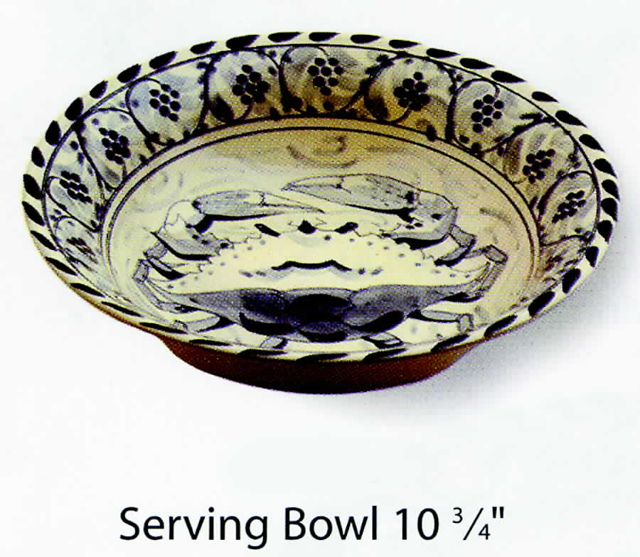 Blue Crab 10" Round Vegetable Bowl by Blue Crab Bay Co-1