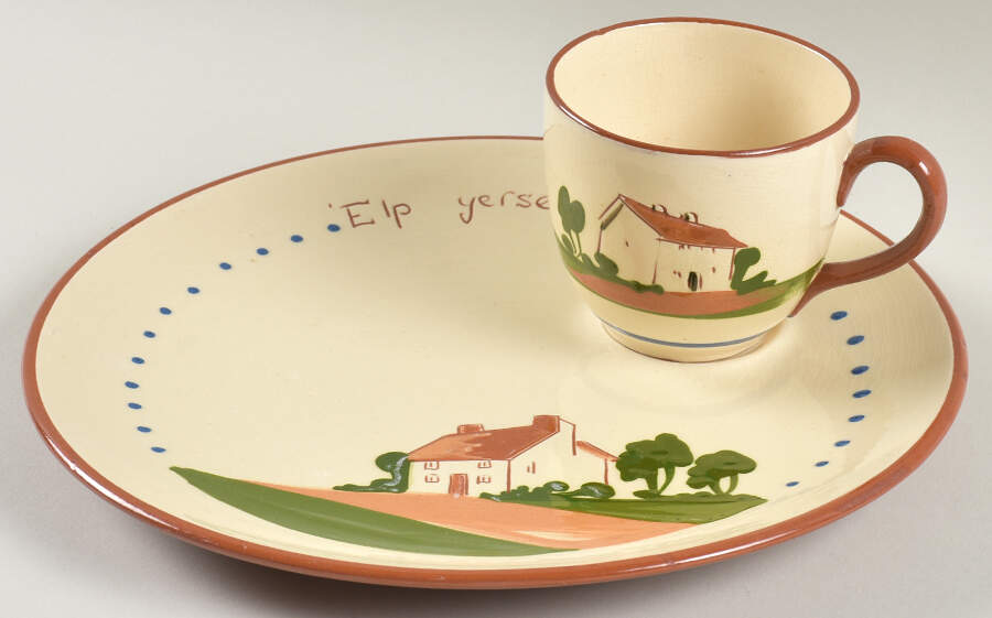 Torquay Devon Motto Ware Snack Plate & Cup Set by Dartmouth-1