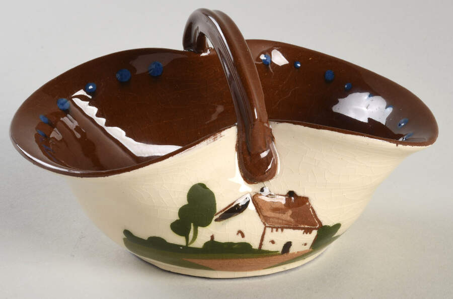 Torquay Devon Motto Ware 5" Handled Basket by Dartmouth-1