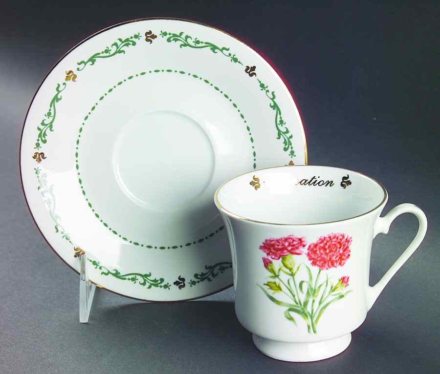 Flowers of the Month Footed Cup & Saucer Set by Domestications-1