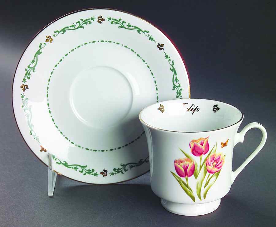 Flowers of the Month Footed Cup & Saucer Set by Domestications-1