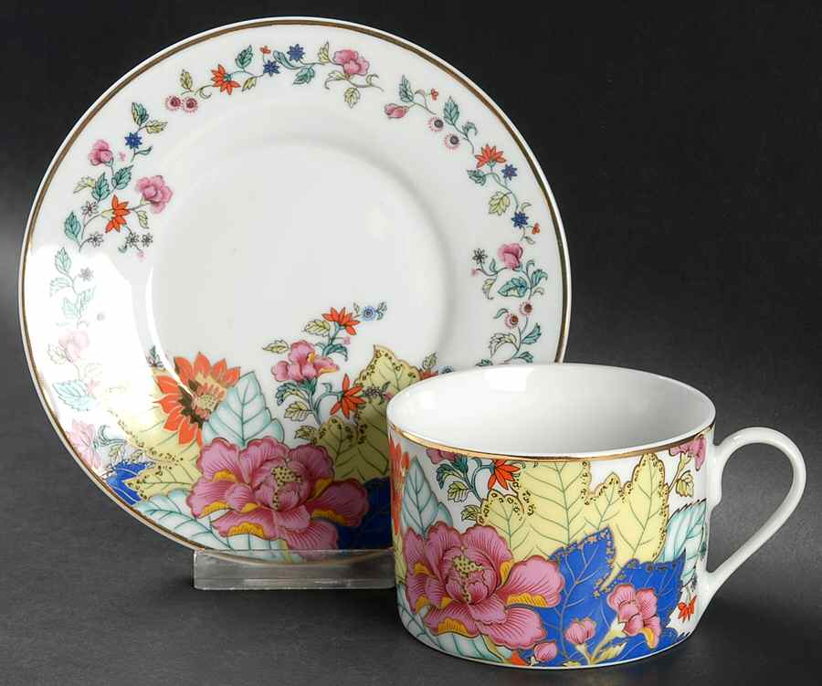 Tobacco Leaf Flat Cup & Saucer Set by Design Guild-1