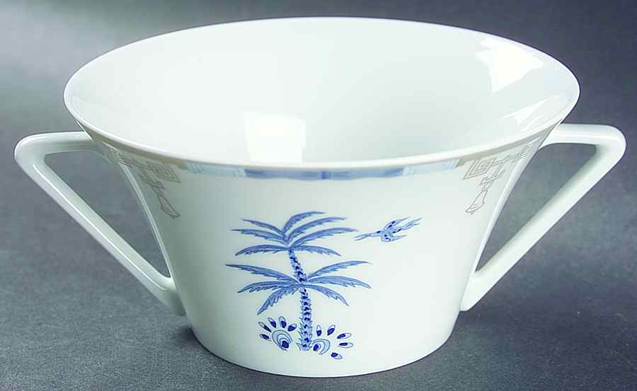 Mandarin Blue Flat Cream Soup Bowl by Philippe Deshoulieres-1
