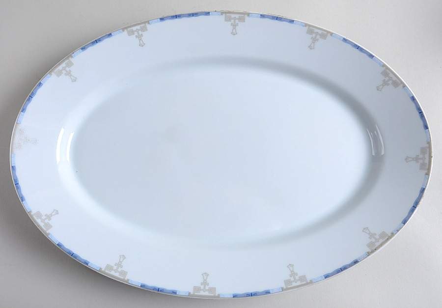 Mandarin Blue 16" Oval Serving Platter by Philippe Deshoulieres-1