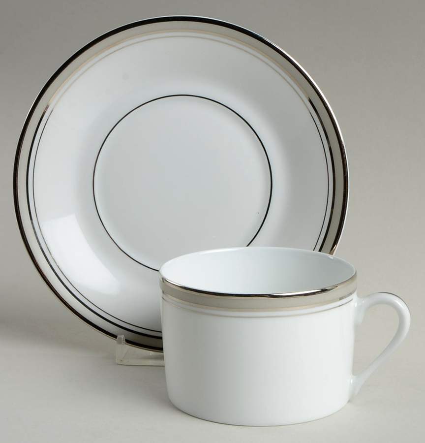 Excellence Gray Flat Cup & Saucer Set by Philippe Deshoulieres-1