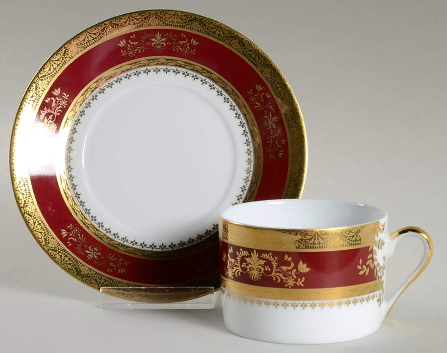 Orsay Rouge Flat Cup & Saucer Set by Philippe Deshoulieres-1