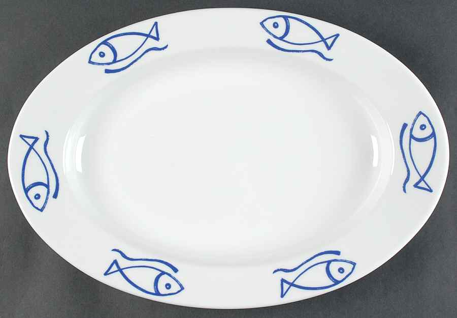 Bistro Fish 15" Oval Serving Platter by Danica-1