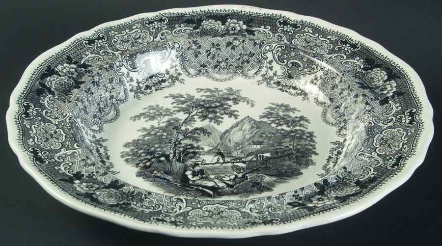 Tyrol Hunters Black Large Rim Soup Bowl by Davenport-1