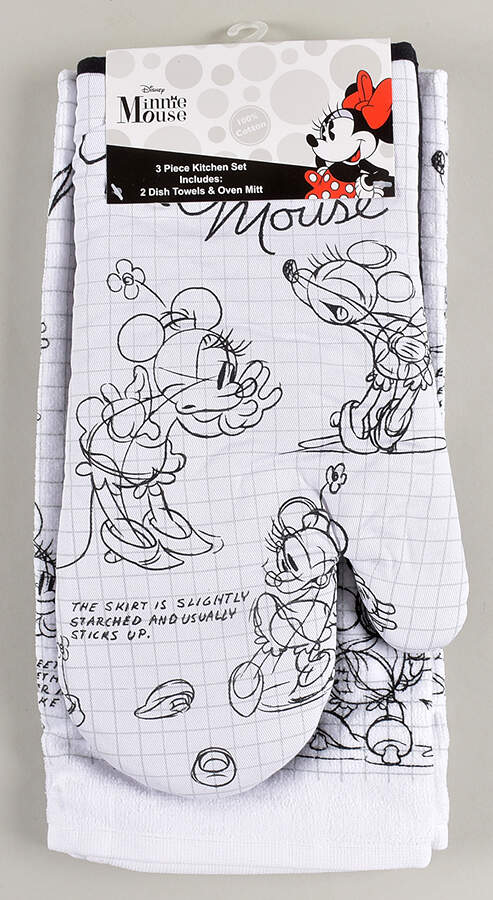 Sketch Book (3pc) Oven Mitt & Kitchen Towel Set by Zrike-1