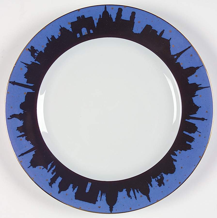 Paris la Nuit (Paris Night Skyline Blue) Dessert Luncheon Plate by Philippe Deshoulieres-1