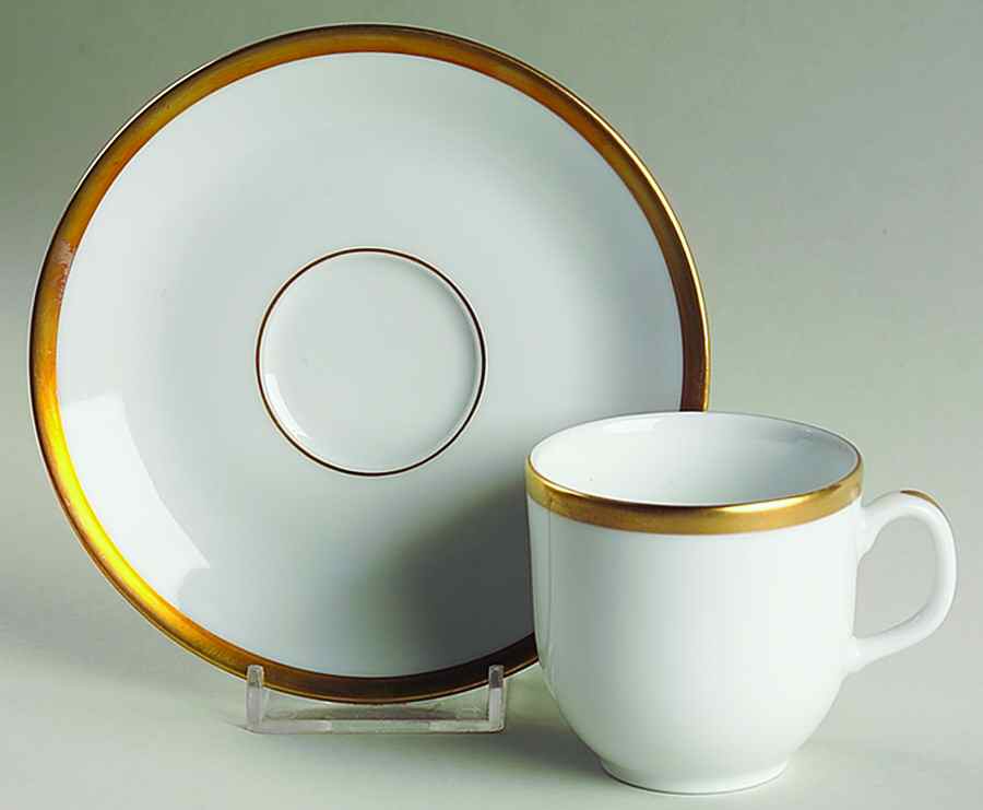 Senat Gold (Restaurant) Flat Demitasse Cup & Saucer Set by Philippe Deshoulieres-1