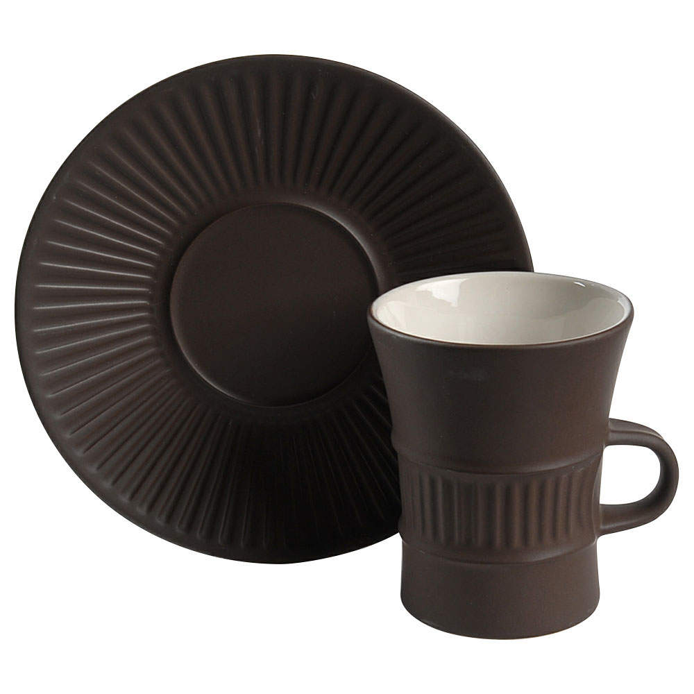 Flamestone Brown (Newer) Flat Cup & Saucer Set by Dansk-1