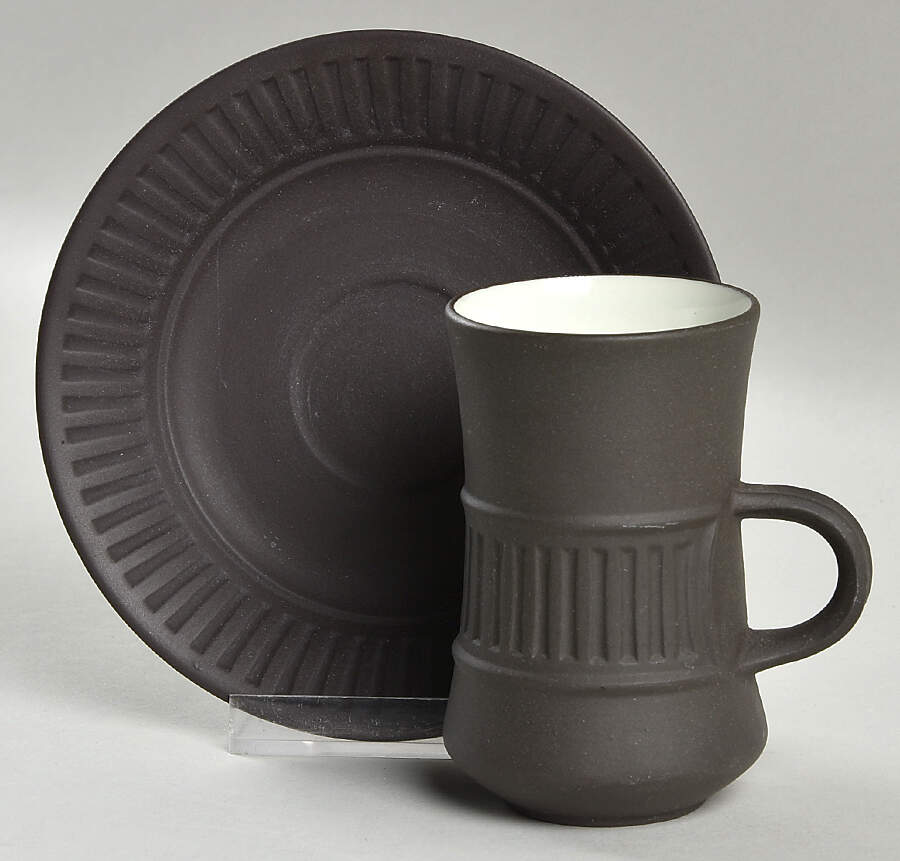 Flamestone Brown (Newer) Flat Demitasse Cup & Saucer Set by Dansk-1