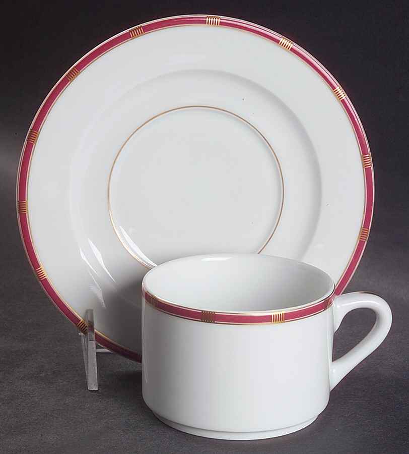 Zenith Red Flat Cup & Saucer Set by Philippe Deshoulieres-1